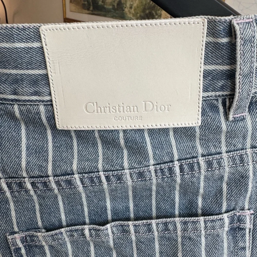 Dior Blue and White Pinstripe Denim Shorts - Picture 3 of 8